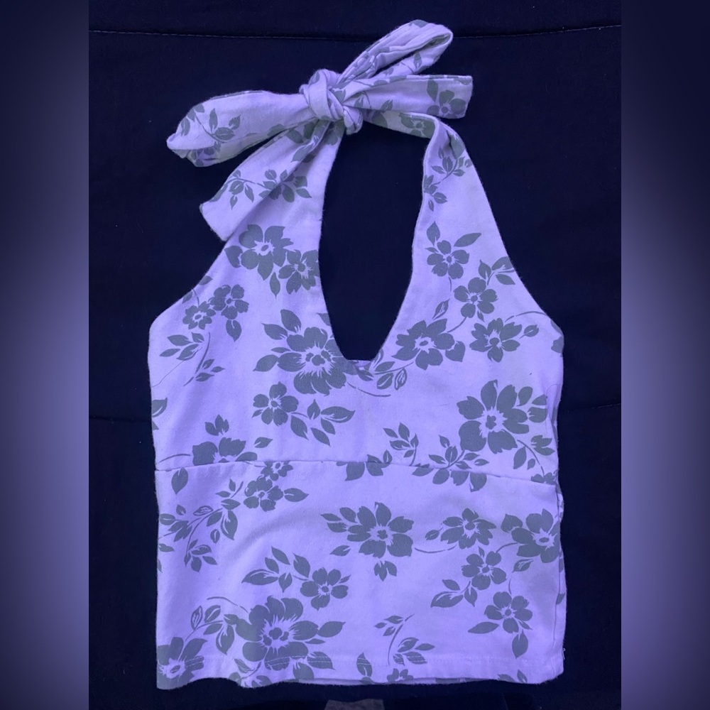 Hollister white flower halter tank top